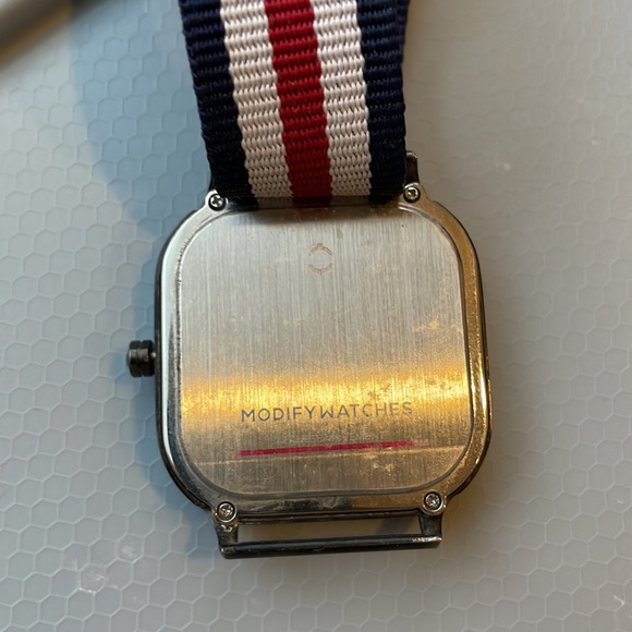 Modify Watches Square Watch with Red White and Blue Strap - Picture 4 of 4